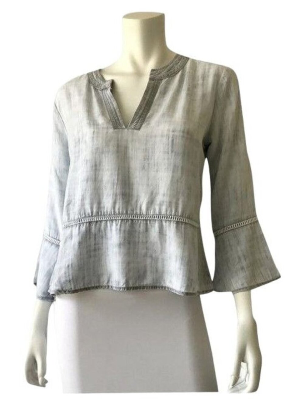 Cloth & Stone Baby Blue Bell Sleeve Blouse Tencel-Lyocell